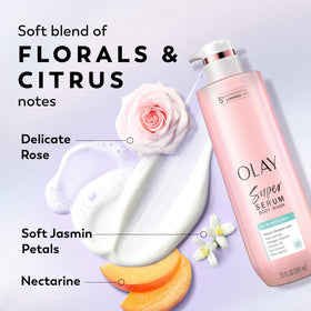 Olay ingredient label close-up listing niacinamide collagen and B5 benefits
