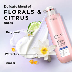 Olay ingredient graphic showing niacinamide and peptides for smoothing