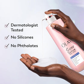 Olay body wash paired with Super Serum Body Lotion to lock moisture