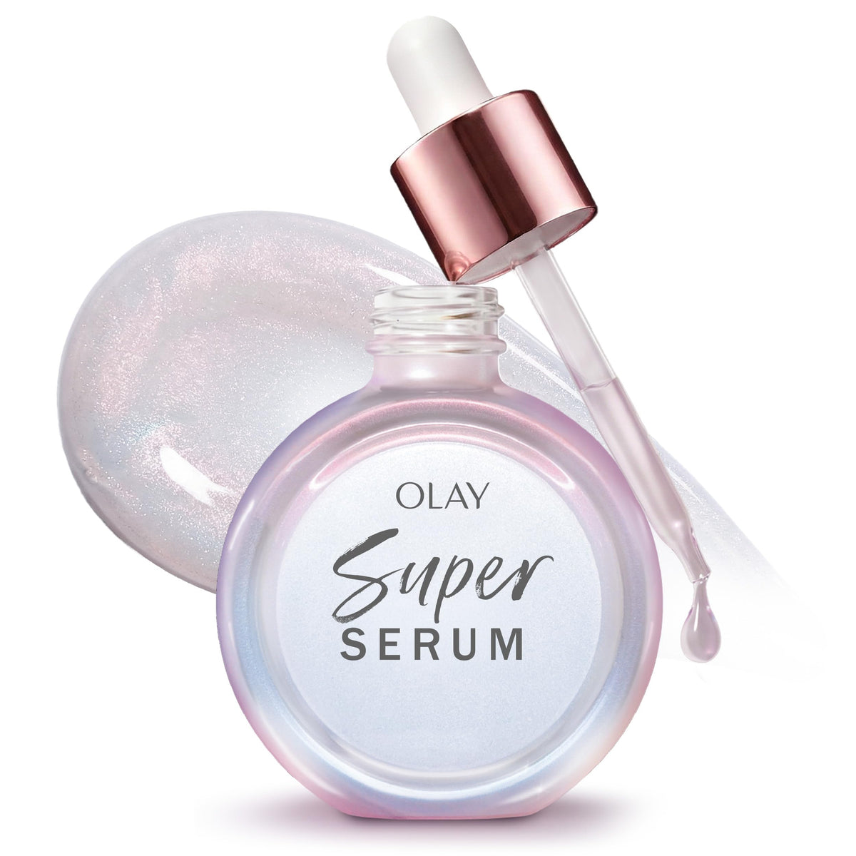 Olay Super Serum front bottle showing sleek packaging and fast absorption benefit