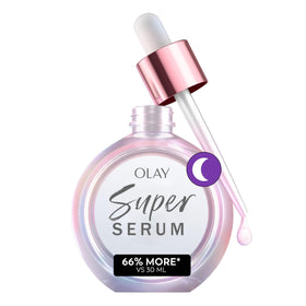 Olay front packaging shows bottle and benefits for easy identification