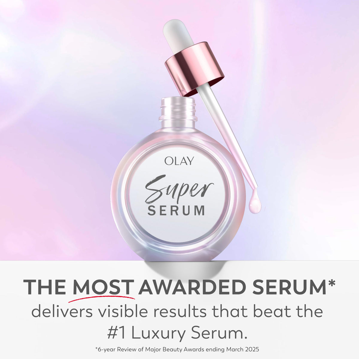 Olay super serum next to Super Cream with Sunscreen to protect and lock results