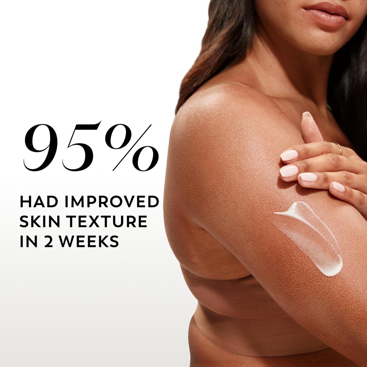 Olay creamy lotion texture close-up demonstrating smooth spreadability benefit