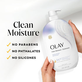 Olay texture on fingertip showing smooth exfoliating feel