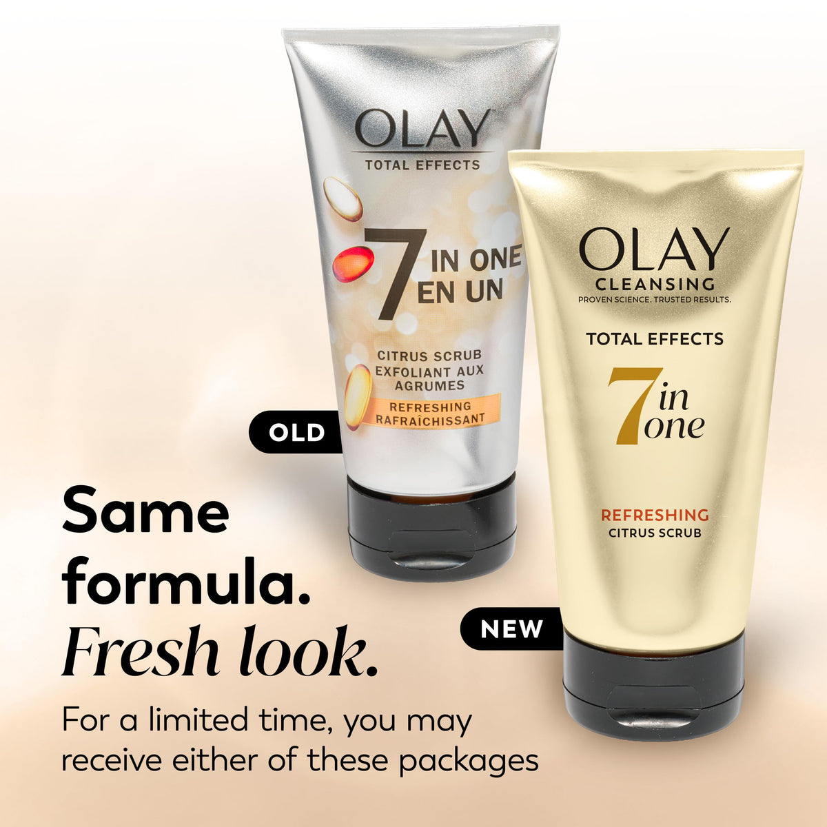 Olay Total Effects back label close-up listing ingredients and directions