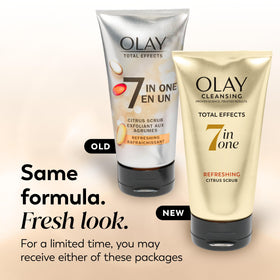 Olay Total Effects back label close-up listing ingredients and directions