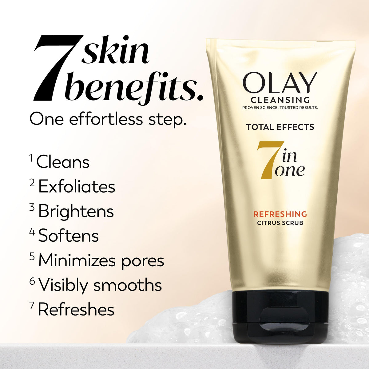Olay Total Effects dispensing product showing consistency and easy use