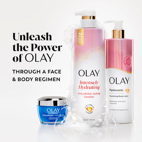 Olay two bottles side-by-side showing pack of two, value and refill convenience benefit