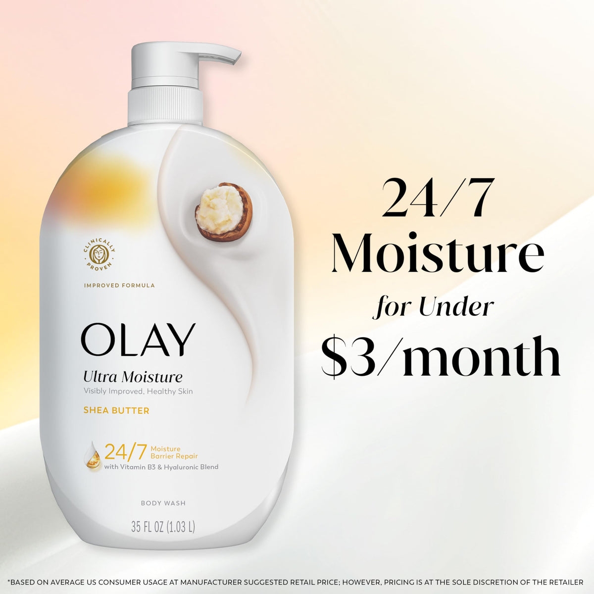 Olay bottle back with directions and barrier-repair benefit