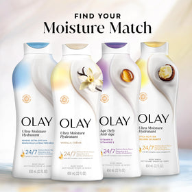 Olay bottle placed on bathroom shelf creating appealing daily ritual