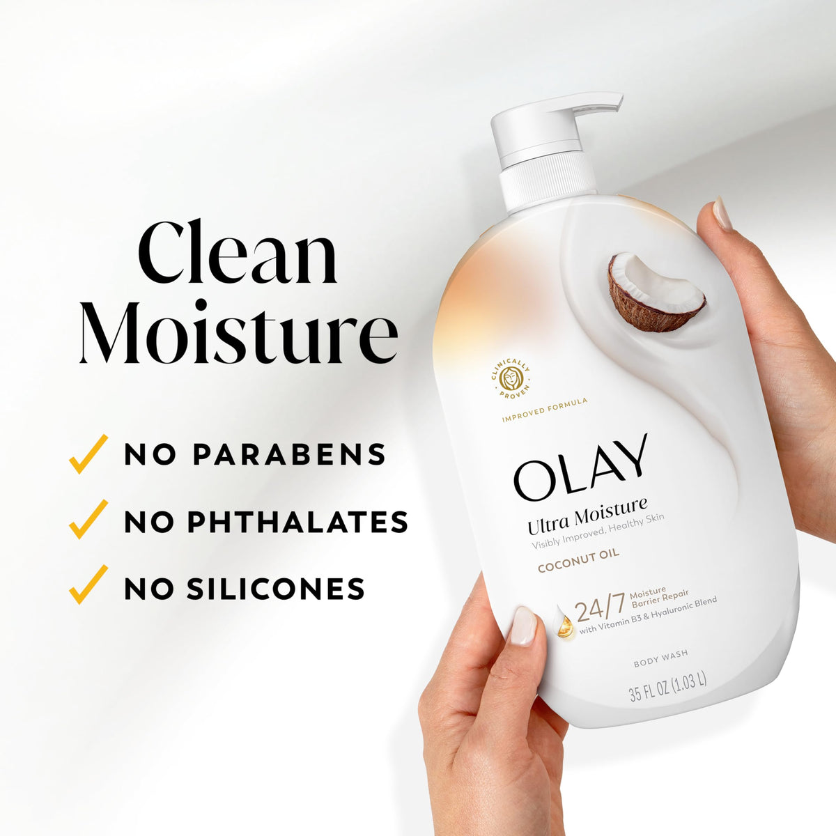 Person using Olay body wash in shower demonstrating moisturizing routine benefit