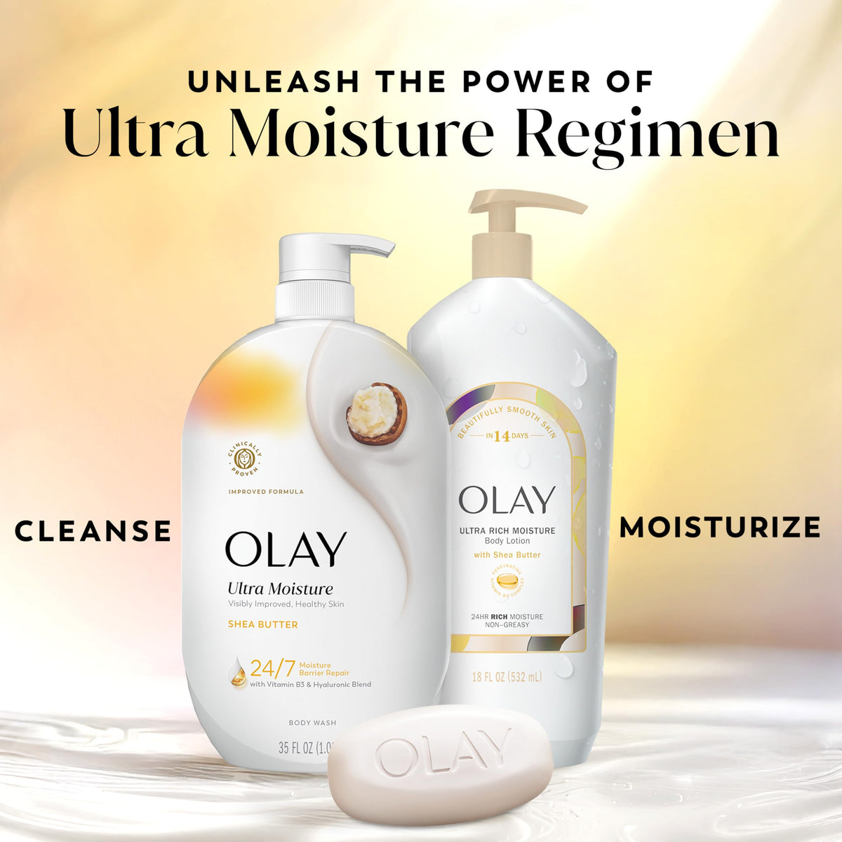 Two Olay bottles side by side demonstrating the pack-of-two convenience