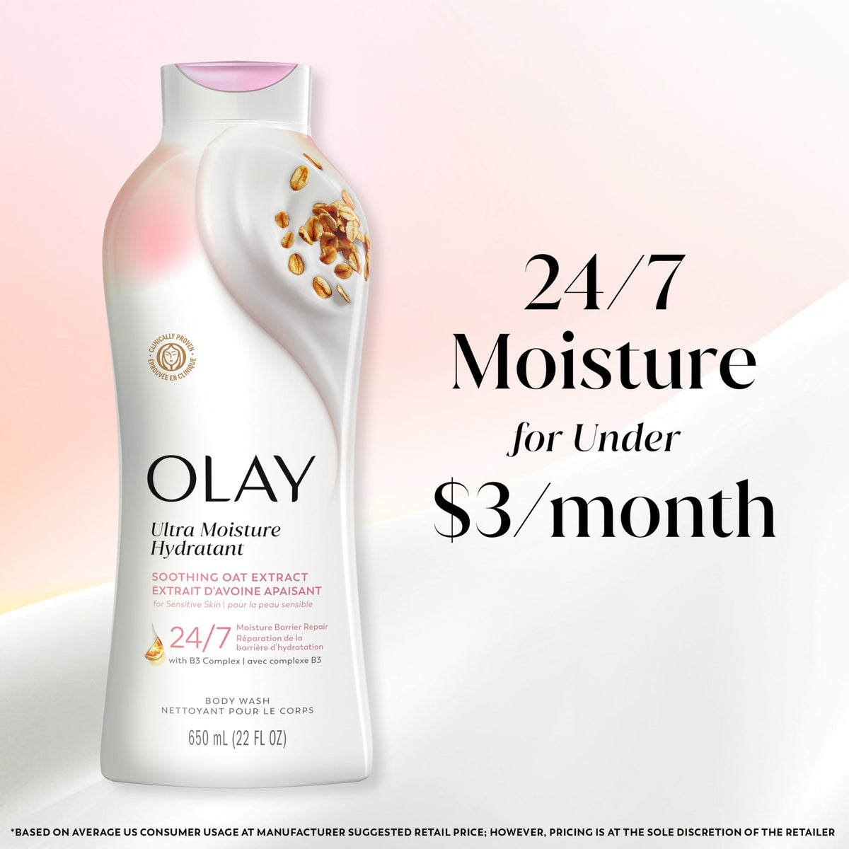 Olay body wash beside Olay lotion showing complete moisturizing system
