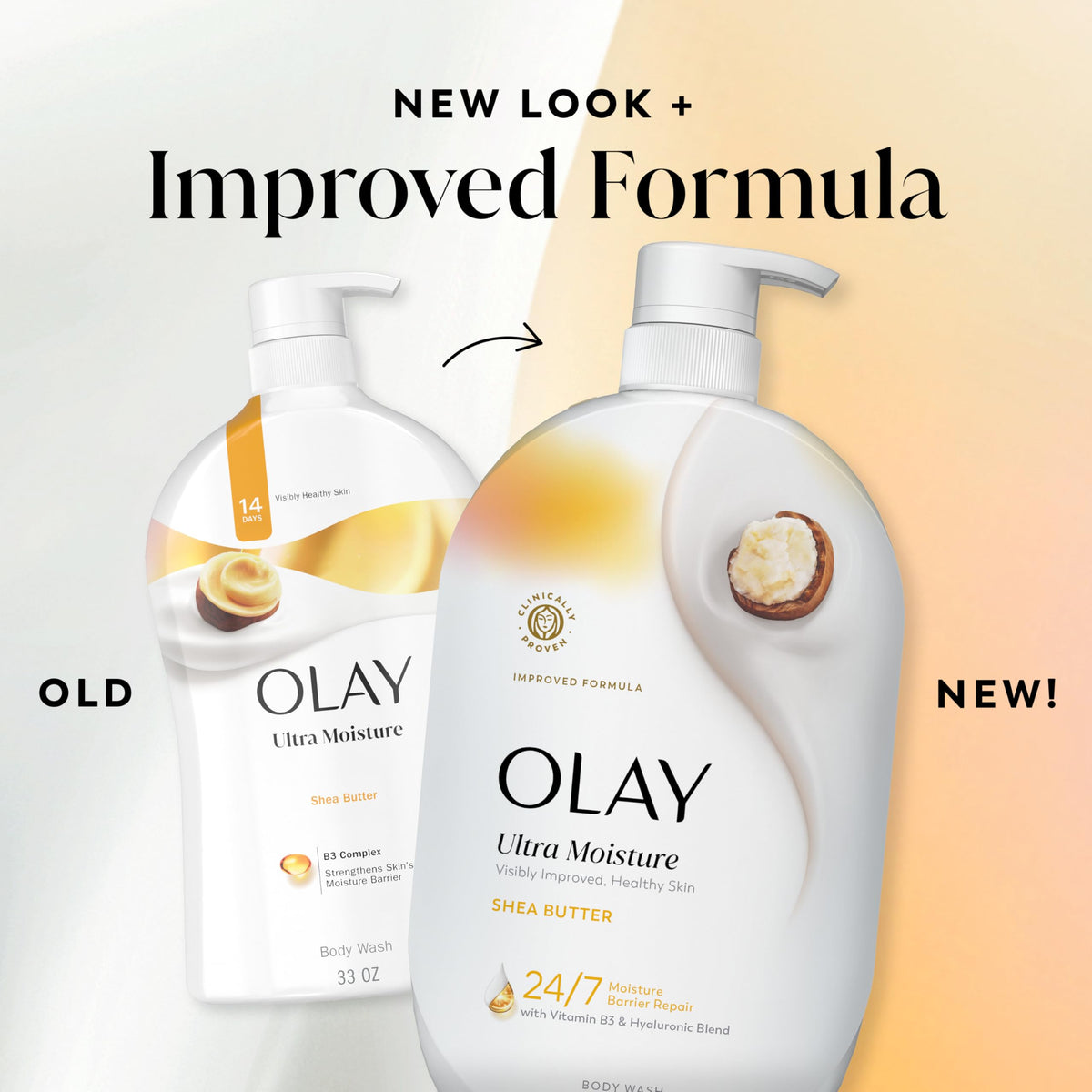 Texture of Olay wash on skin showing rich, non-greasy feel