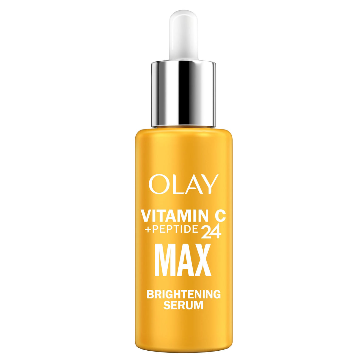 Olay bottle front view showing brightening serum benefit