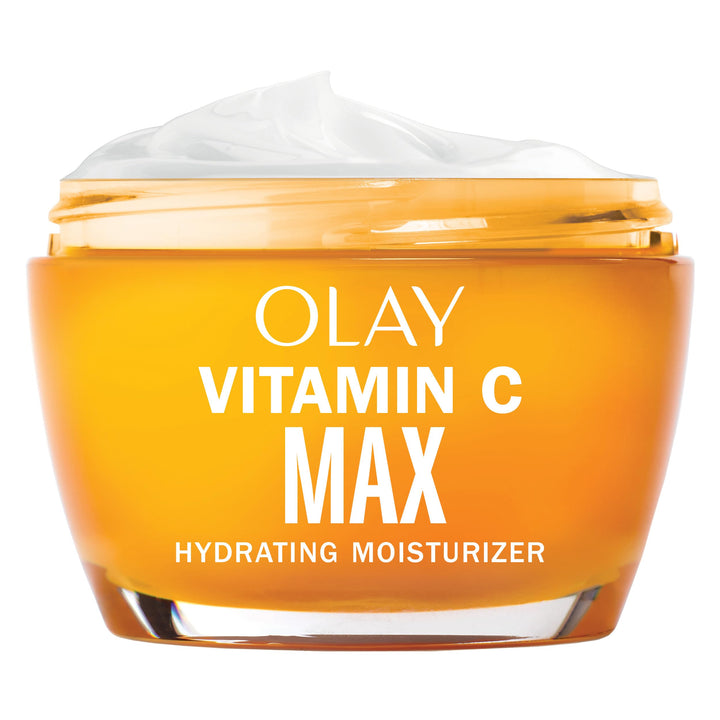 Olay jar front view showing product packaging and brightening benefits