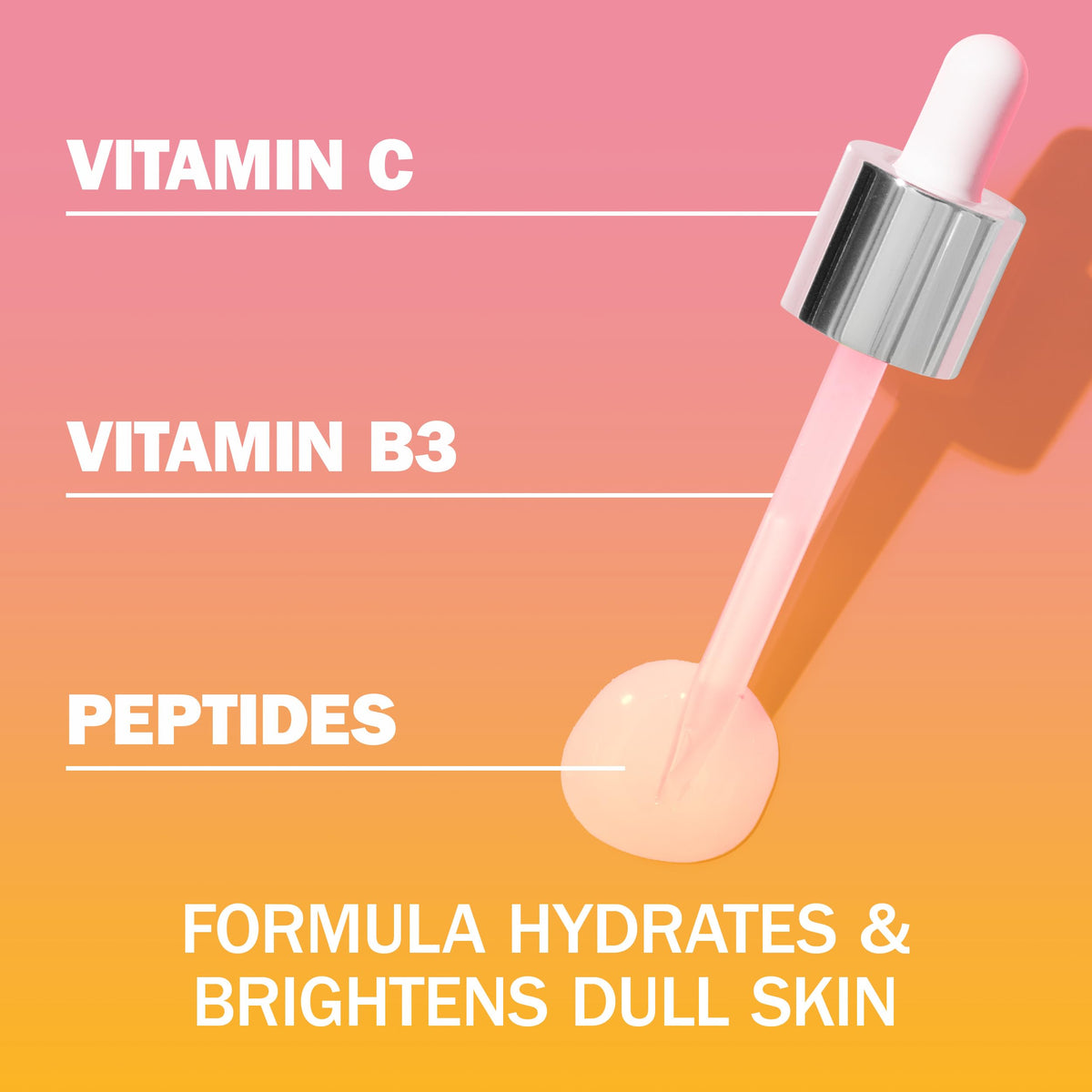 Olay ingredient list close-up showing vitamin C and peptides
