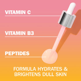 Olay ingredient list close-up showing vitamin C and peptides