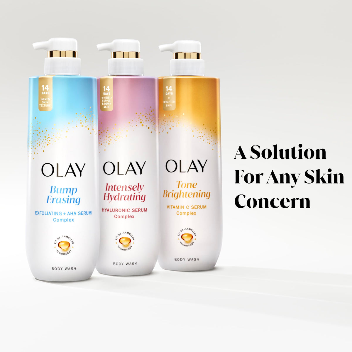 Olay wash applied to forearm, visibly gentle cleansing and moisturized skin benefit