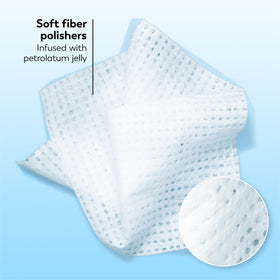 Olay wipe in use on face and neck showing quick cleansing benefit
