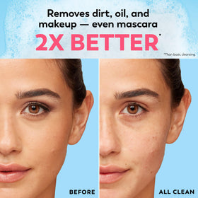 Olay wipe removing mascara showing effective makeup removal benefit
