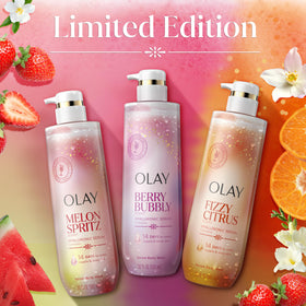 Olay body wash paired with Serum Body Lotion for layered hydration routine