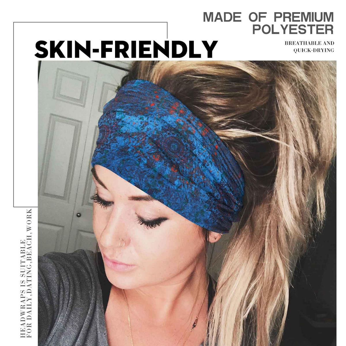 Olbye all four printed headbands laid flat to show pattern variety benefit