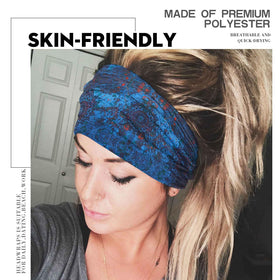 Olbye all four printed headbands laid flat to show pattern variety benefit