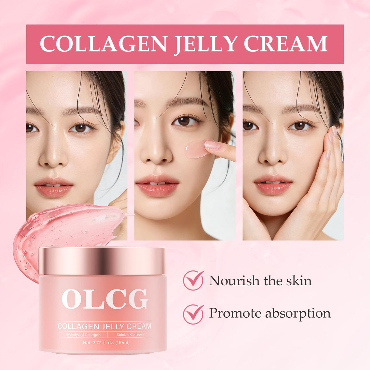 OLCG cream on hand demonstrating lightweight spreadability and immediate glow