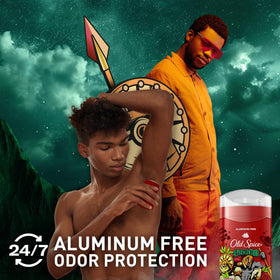 Old Spice applying clear finish underarm demonstrating no white marks