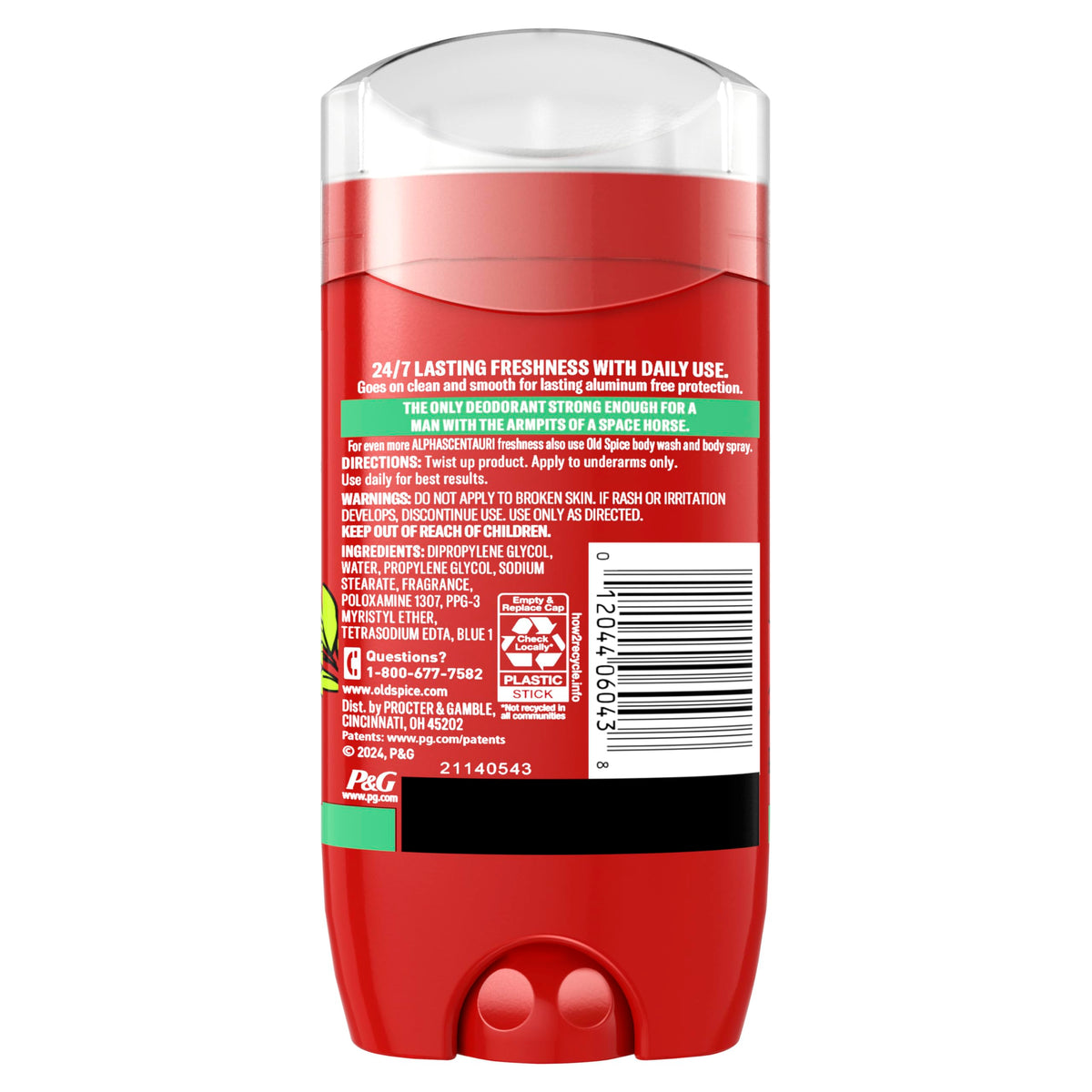 Old Spice packaging back with directions for correct daily application