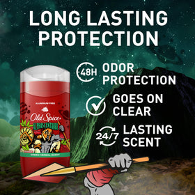 Old Spice stick angled top revealing smooth glide and clear application