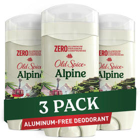 Old Spice Alpine front packaging showing fresh scent and 3-pack convenience benefit