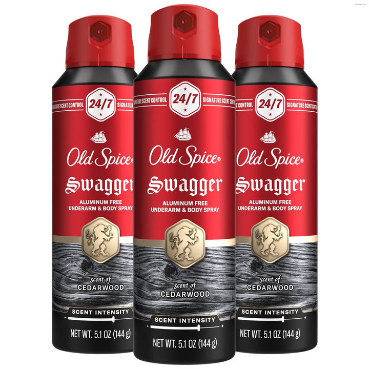 Old Spice aluminum free front packaging showing branding and scent benefits