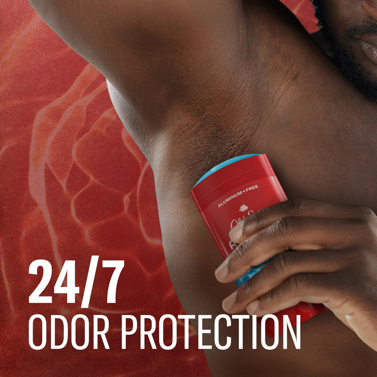 Old Spice application on underarm in use showing quick-dry freshness benefit