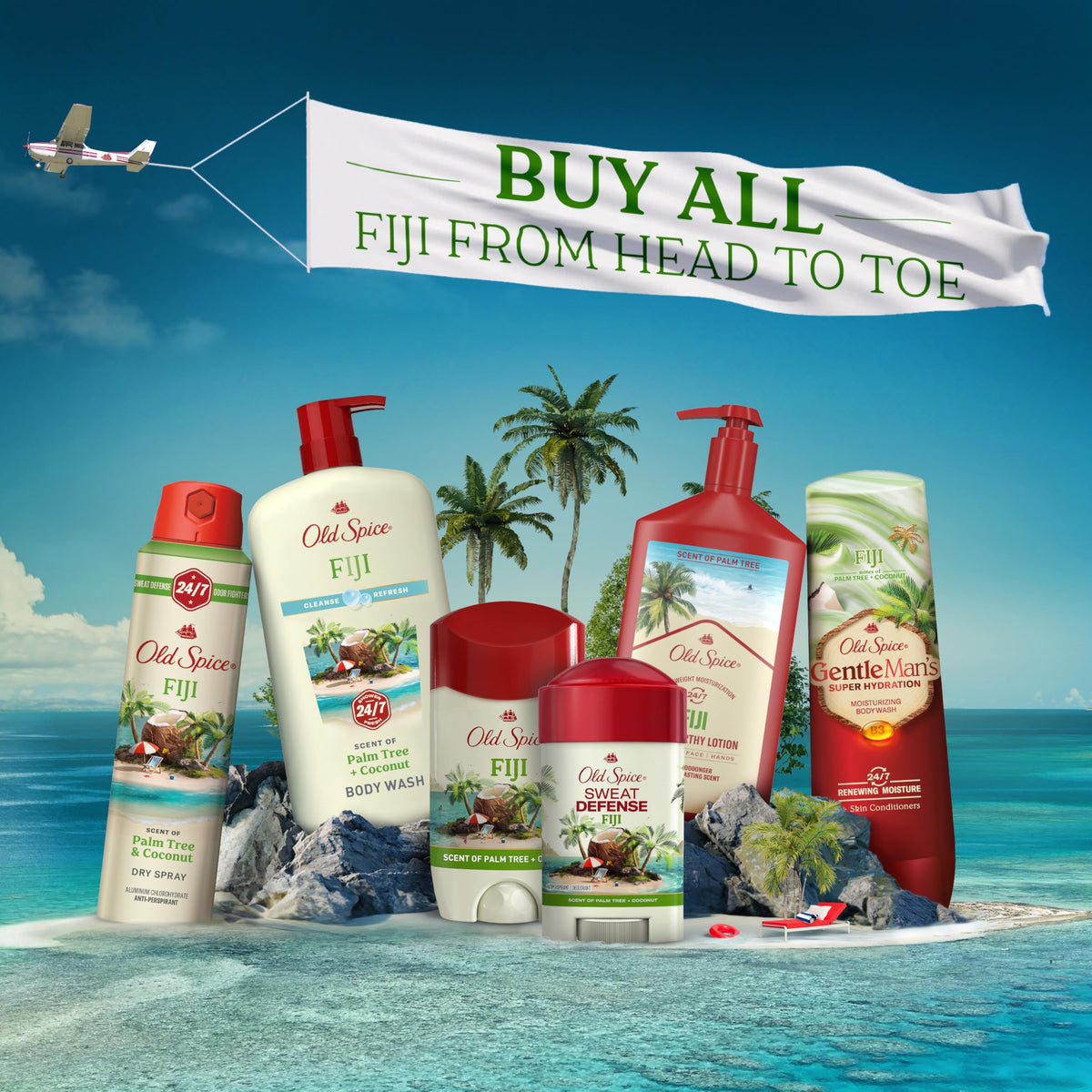 Old Spice application underarm demo illustrating even coverage and dryness benefit