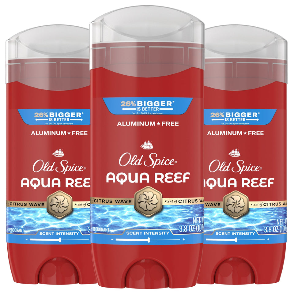 Old Spice Aqua Reef front view showing clean packaging and brand benefit