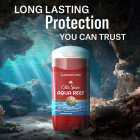 Old Spice on bathroom counter with other products benefit: easy daily grooming inclusion