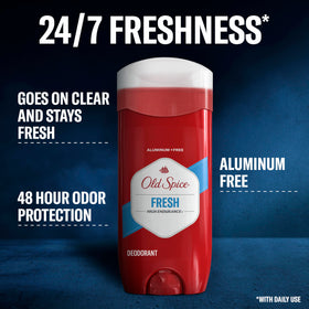 Old Spice back label with ingredients and directions, benefits transparency
