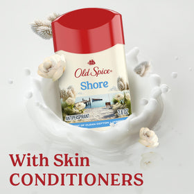 Old Spice on bathroom shelf staged for morning routine and effortless freshness