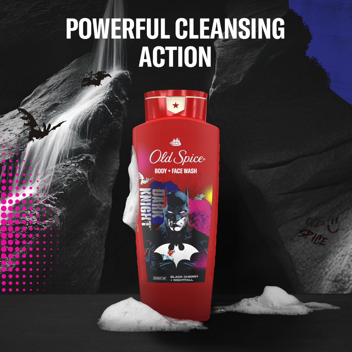 Old Spice bottle on bathroom shelf conveying daily routine convenience