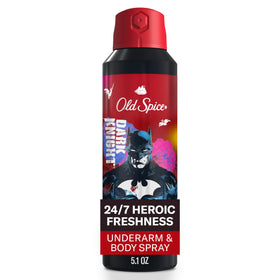 Old Spice limited-edition Batman front packaging showing bold graphics and scent name for collectibility
