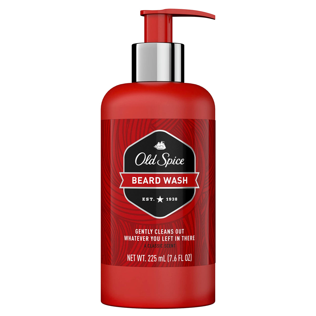 Old Spice bottle front view showing product branding and size benefit