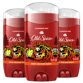 Old Spice Bearglove front packaging showing scent and aluminum-free benefit
