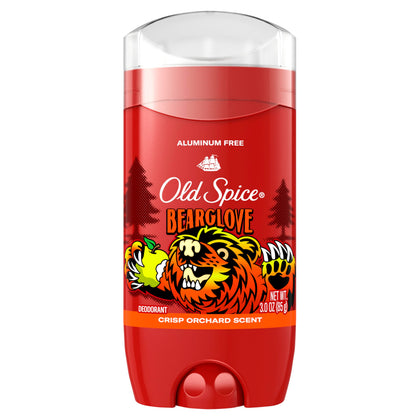 Old Spice Bearglove front packaging showing 3.0 oz stick and scent benefit