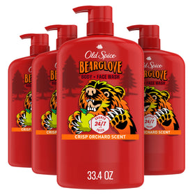 Old Spice Bearglove front packaging showing bold label and sizing benefit