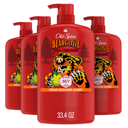 Old Spice Bearglove front packaging showing bold label and sizing benefit