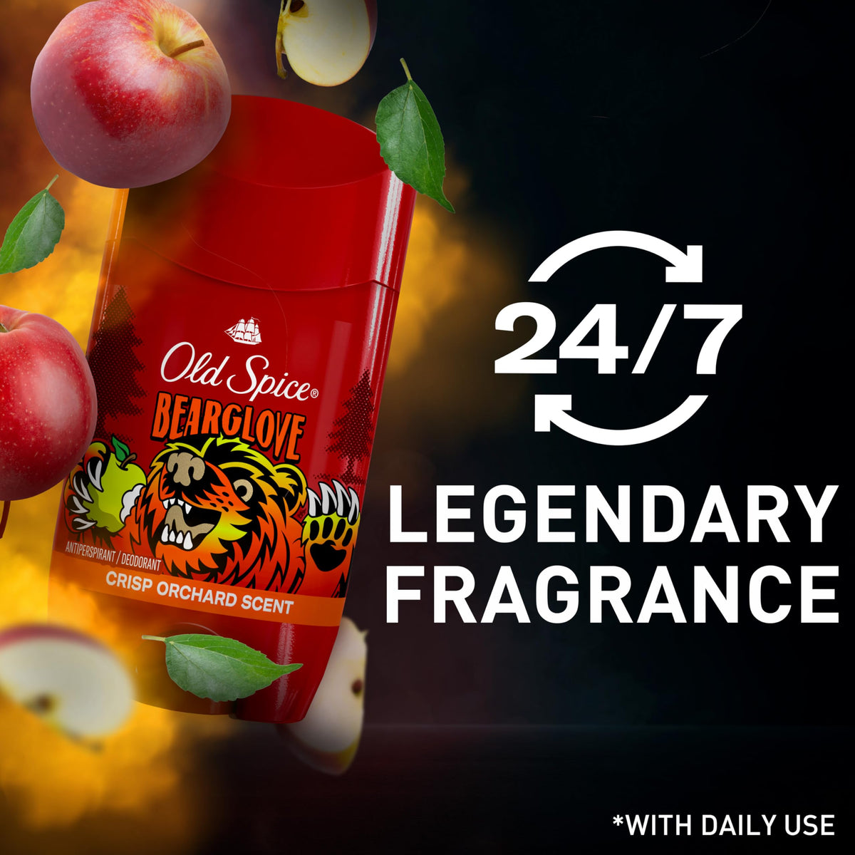 Old Spice Bearglove next to a wallet to show compact travel-ready benefit