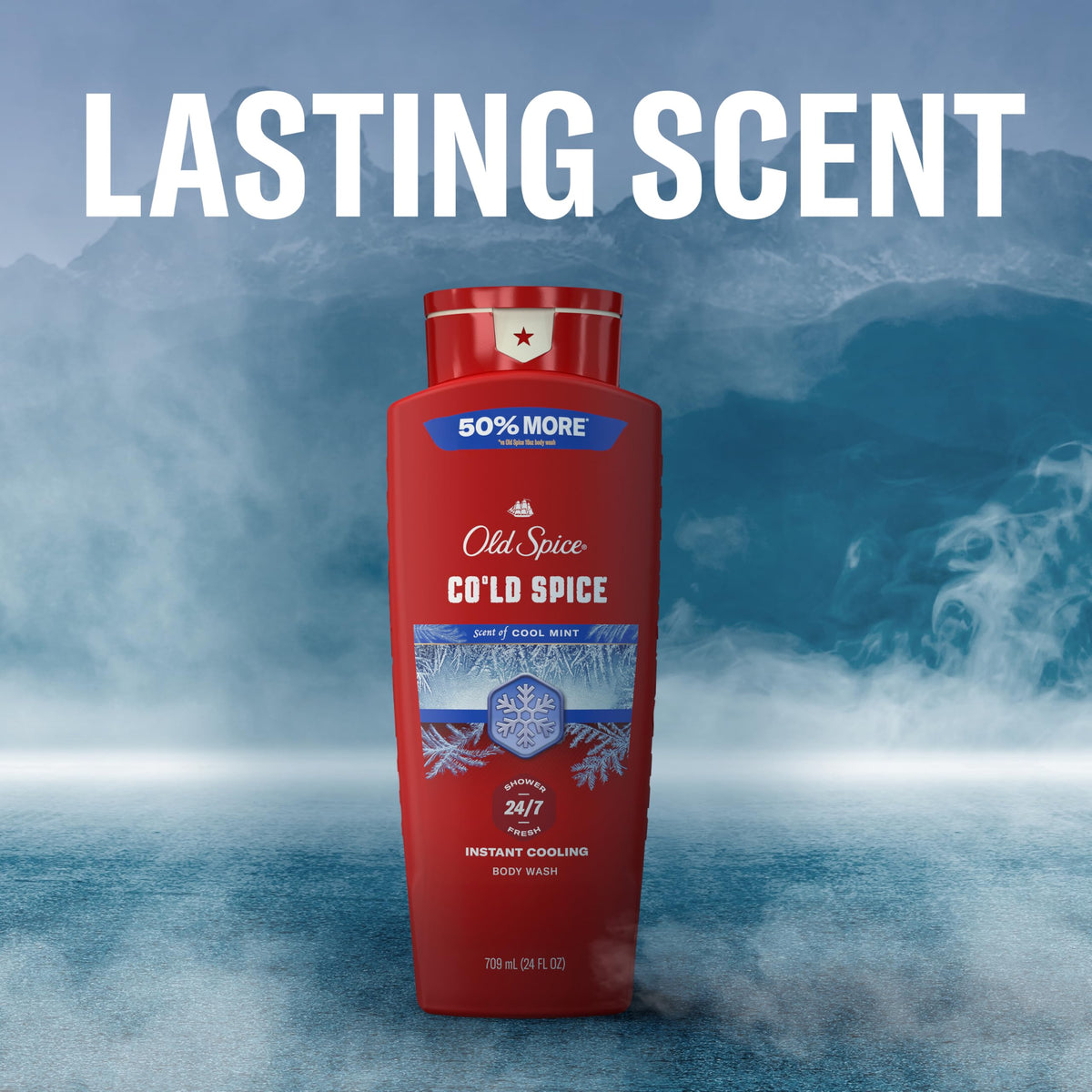 Old Spice body wash beside deodorant showing layering for lasting scent