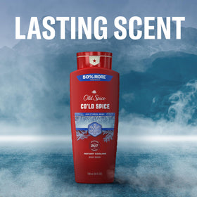 Old Spice body wash beside deodorant showing layering for lasting scent